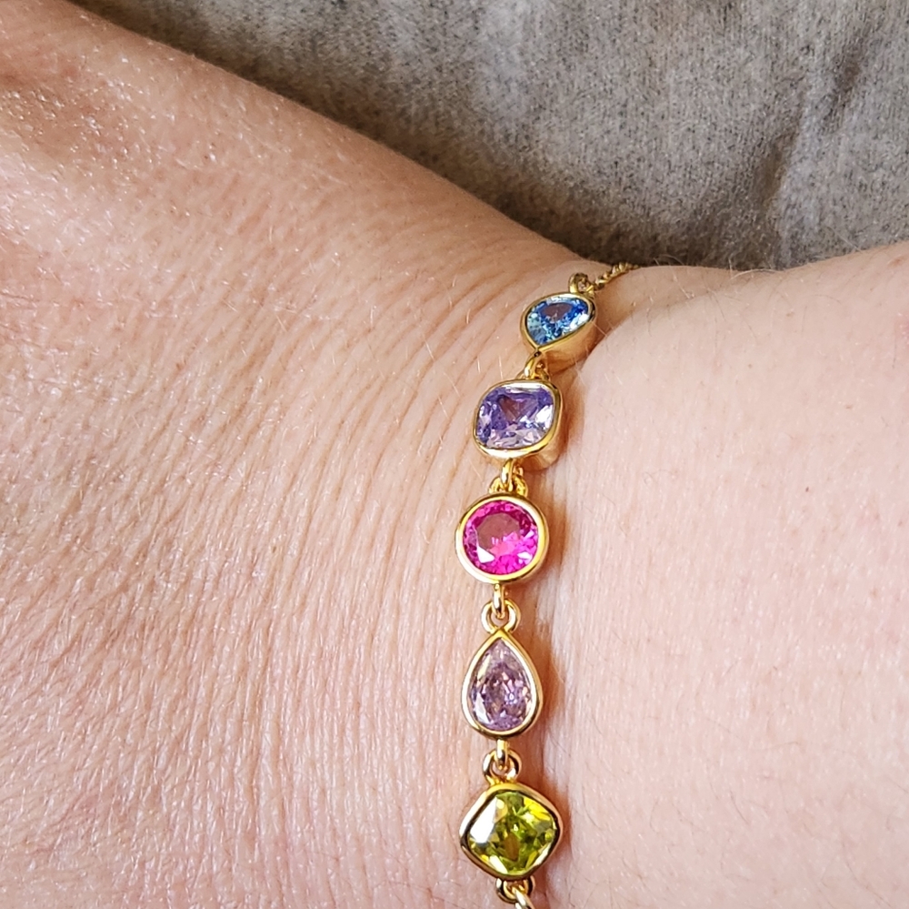 Kate Spade Bracelet Gold Brass Multicolored Cubic Zirconia NWT - Picture 3 of 7